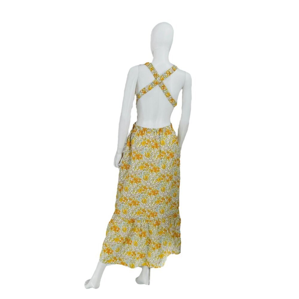 Hyacinth House NEW Yellow Pastel Retro Floral Maggie Maxi Dress Size Small - Picture 5 of 9